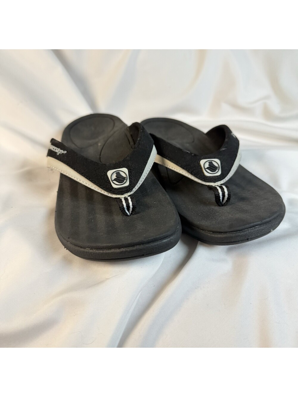 Powerstep Archwear Women’s 8 Black/White Flip flop Sandal Orthopedic VGUC